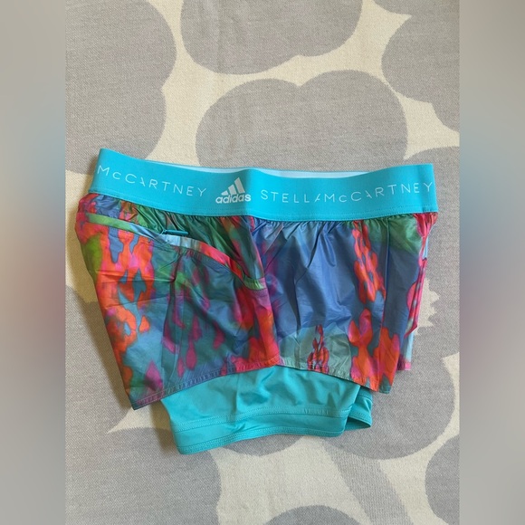 Adidas by Stella McCartney Active Shorts Light Blue Pink Size M - Picture 4 of 9